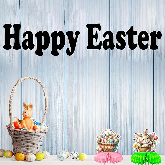 Easter Honeycomb Table Centerpieces, 9 Pack Cute Rabbit Retro Easter Eggs Adorable Chick Honeycomb Centerpieces for Happy Easter Hunt Party Decorations Birthday Baby Shower Spring Party Favors
