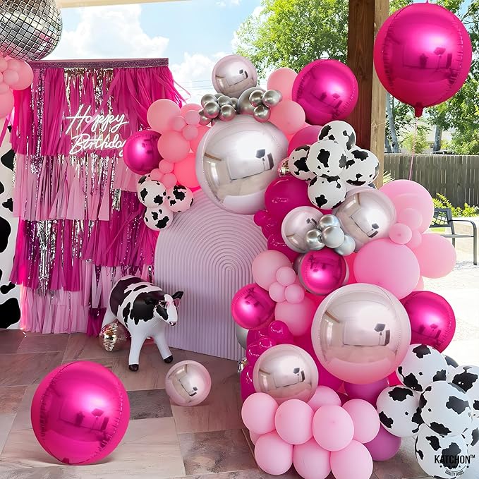 KatchOn, Hot Pink and Silver Balloons - 22 Inch Pack of 14 | Silver and Hot Pink Foil Balloons for Valentines Decorations | Galentines Day Decorations | Bridal Shower and Birthday Decoration for Women