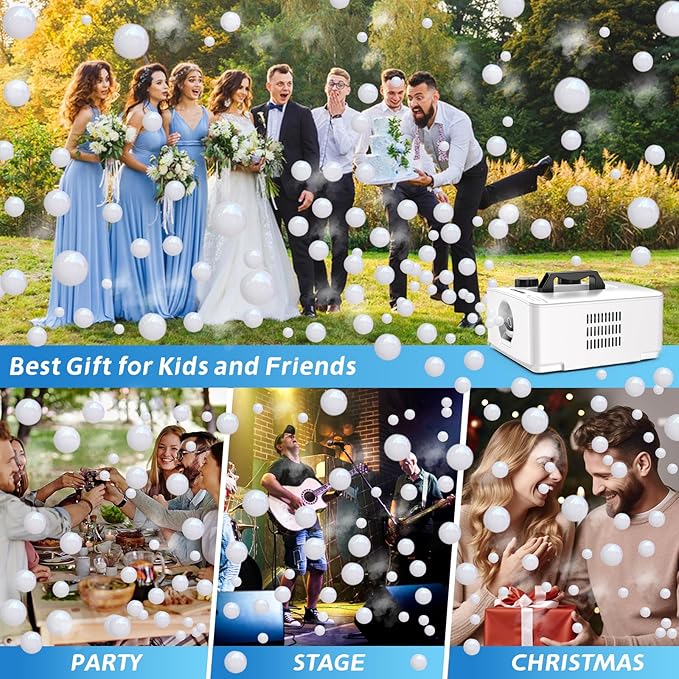 Wisdomlit Fog Bubble Machine, 2-in-1 Smoke Bubble Blower, 400W No-Spill Smoke Bubble Maker, 8000+ Colorful Bubbles | Fog Bubbles for Indoor Outdoor Birthday Halloween Party (White)