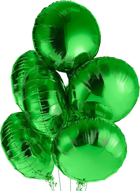 KatchOn, Big Green Mylar Balloons - 18 Inch, Pack of 6 | Foil Balloons for Green Graduation Decorations 2026 | 4D Round Foil Balloon for Jungle, Safari Party Decorations