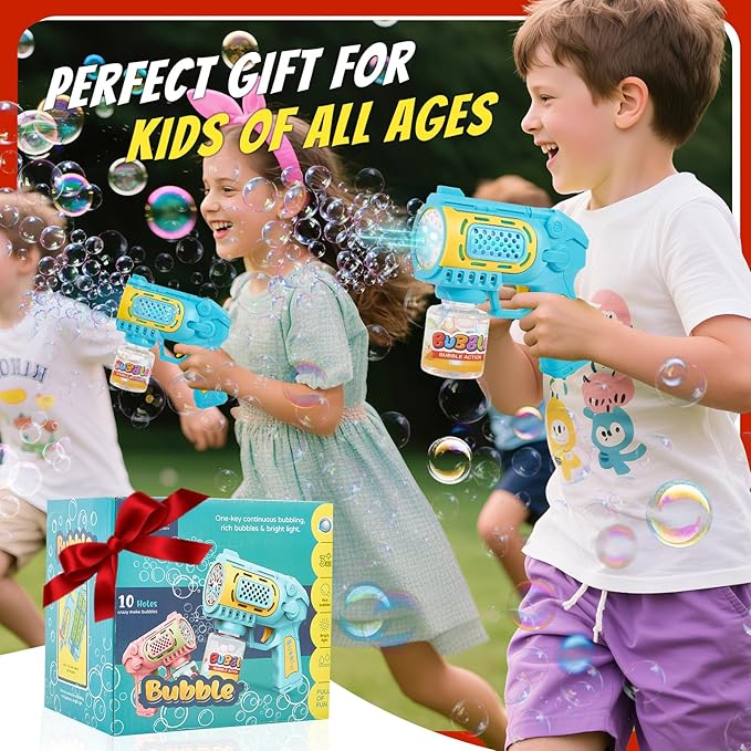 Bubble Gun Machine Toys for 3+ Year Old Boys Girls: 2 Pack with Bubble Solution, Kids Toys for Ages 3-5 4-6 5-7, Outdoor Outside Toy for Kids Ages 4-8, Gifts for Birthday