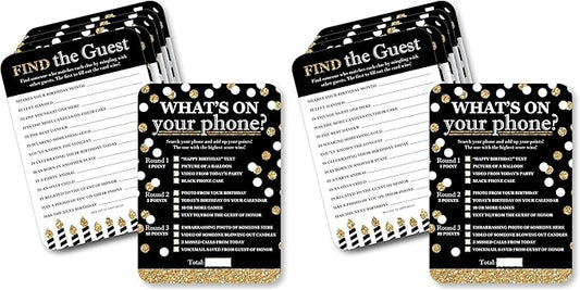 Big Dot of Happiness Adult Happy Birthday - Gold - 2-in-1 Birthday Party Cards - Activity Duo Games - Set of 20 (Pack of 2)