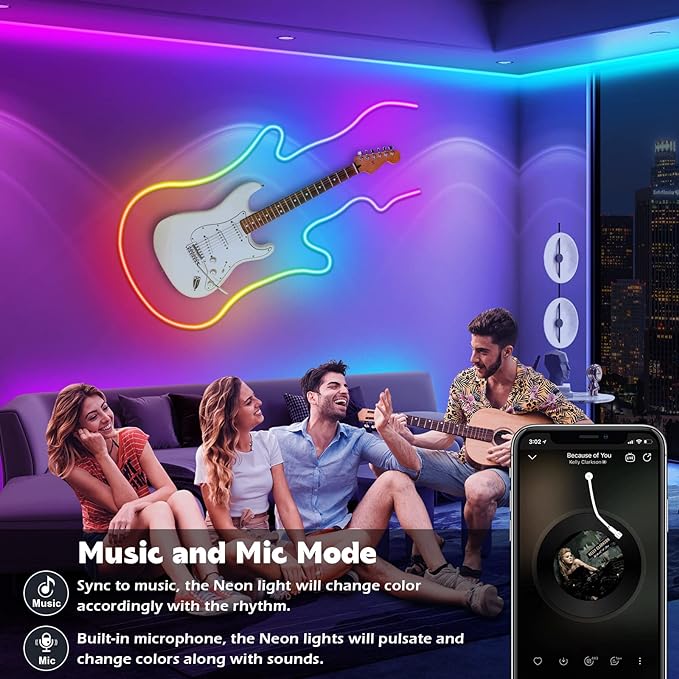 AILBTON 32.8Ft Neon Rope Lights,Flexible Led Rope Lights Control with App/Remote,Multiple Modes Music Sync Gaming RGB Led Neon Lights for Bedroom Outdoor