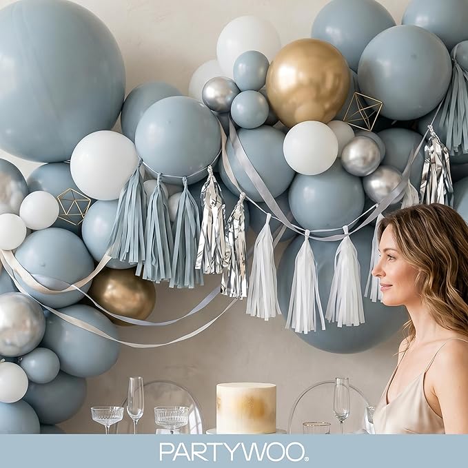 PartyWoo Dusty Blue Balloons 140pcs Different Sizes of 18 12 10 5 Inch Light Blue Aqua Boho Balloon Arch Kit Garland for Graduation Baby Shower Gender Reveal Birthday Party Decorations Blue-F28