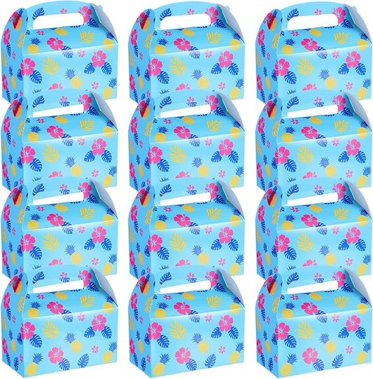 Marspark 24 Pack Hawaii Cartoon Birthday Party Supplies, Paper Gift Boxes, Cartoon Candy Treat Boxes for Birthday Party Decorations(Hawaii Pattern)