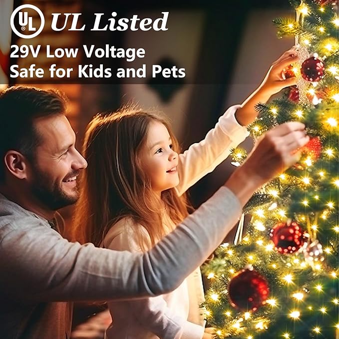 750 LED 240FT Christmas String Lights Outdoor with 12 Lighting Modes, Green Wire Christmas Lights with Timer & Dimmable, Waterproof Plug in Fairy Lights for Room Party Home Patio Xmas, Warm White