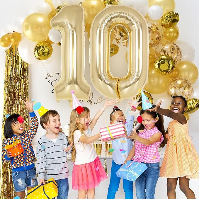 Champagne Gold Large Number 0 Balloon, 40 Inch Light Gold Foil Helium Number Balloons, Giant Mylar Number 0 Balloons for Birthday Party Anniversary Decorations