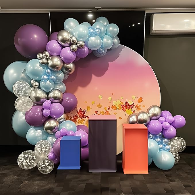 HILAVO Blue Purple Silver Balloon Arch Kit Snowflake Balloons Garland with Winter Balloon for Princess Girl Winter Birthday Baby Shower Party Decorations