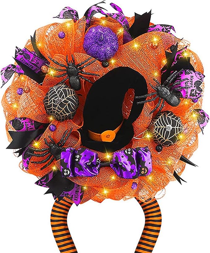 3 Roll Orange Purple Black Deco Mesh Ribbon for Wreath Making Supplies, 10 Inch x 30FT Metallic Foil Burlap Deco Mesh Fabric for Halloween Thanksgiving Christmas Wreath Swags and Decorating