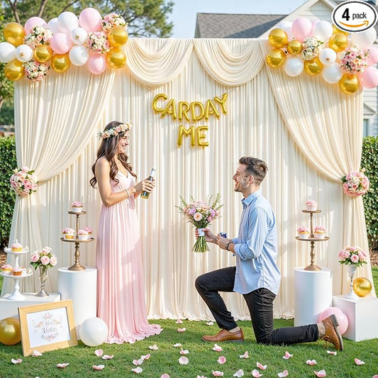 20ft x 10ft Wrinkle Free Champagne Wedding Backdrop Curtains for Party Bridal Shower Reception Decorations Champagne Fabric Curtain Backdrops Drapes for Photography Baby Shower Birthday Background