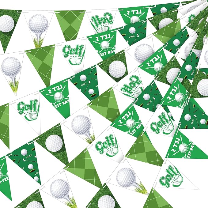 5 Pcs Golf Party Decorations Golf Triangle Banner Hole in One Birthday Decorations Pennant Flags with Double Sided Printing or Birthday Party Hanging Supplies