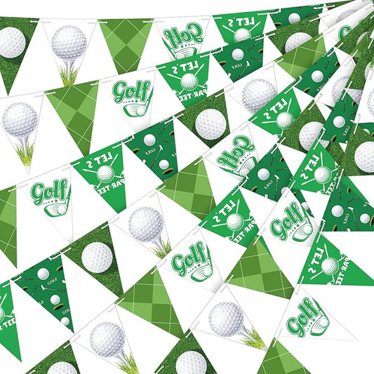 5 Pcs Golf Party Decorations Golf Triangle Banner Hole in One Birthday Decorations Pennant Flags with Double Sided Printing or Birthday Party Hanging Supplies