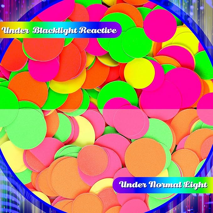 Deekin 10000 Pieces Neon Confetti 5 Colors Confetti Party Table Decor Fluorescent Neon Party Supplies Glow in The Dark Paper Tissue Paper for Birthday, Wedding Supplies(Round Style)