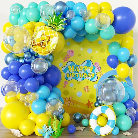 100pcs Hawaii Balloons Garland Arch Kit with Balloons for Birthday Decorations,Party Supplies for boys Girls (Sponge)