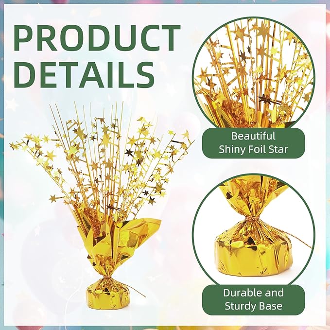 20 Pack Gold Foil Spray Centerpiece Star Table Decoration Metallic Burst Table Centerpieces for Birthday New Year Wedding Anniversary Graduation Party Supply (Gold)