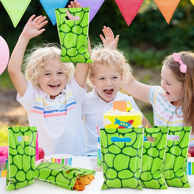 Hxezoc 50 Pieces Turtles Party Bags Plastic Turtles Bags Practical Gift Bags Pet Party Favors for Turtles Theme Birthday Party Decoration Supplies