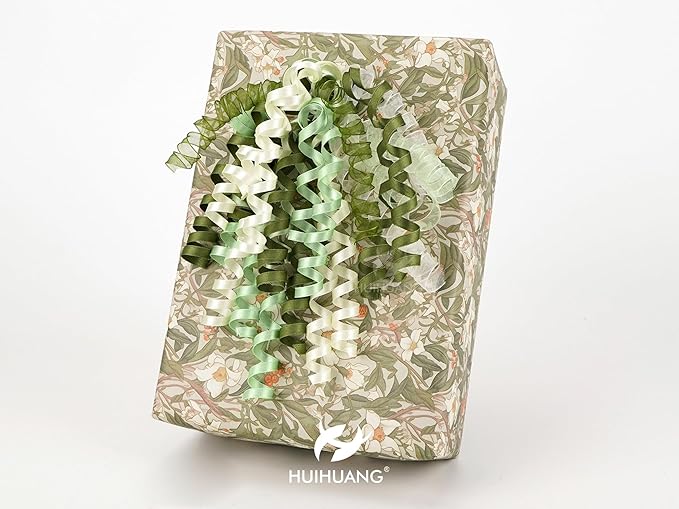 HUIHUANG Curly Bows for Gift Wrapping 7 inch Sage Green/Moss/Ivory Gift Bow with Self Adhesive & Twist Tie Ribbon Bows for Presents, Gift Basket, Wedding Decor, Baby Shower- 6 Counts