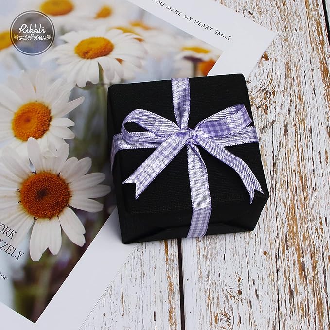 Ribbli Light Purple and White Gingham Ribbon,100% Polyester Woven Edge,3/8 Inch x 10 Yard,Plaid Ribbon Use for Gift Wrapping,Party Decoration