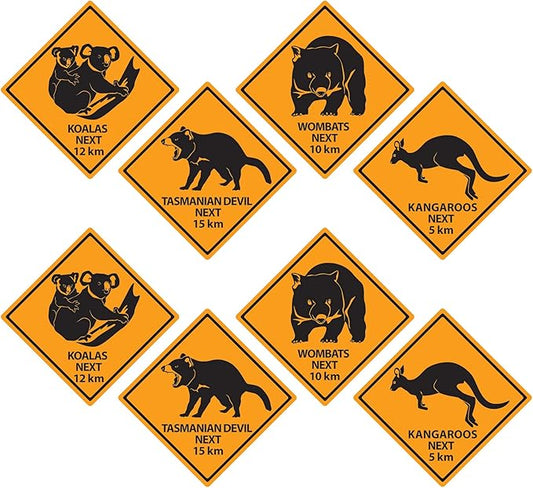 Beistle Outback Road Sign Cutouts 8 Piece, 17", Multicolor