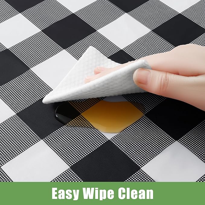 Smiry 6 Pack Black Gingham Disposable Tablecloths - 54" x 108" Heavy Duty Plastic Table Cloth, Waterproof Buffalo Plaid Table Covers for Picnic, Banquets, Outdoor Parties