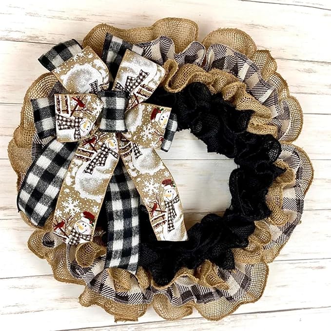 Black Burlap Ribbon 1 inch X 10 Yard Natural Linen Woven Ribbon DIY Handmade Edging Production Wreath Holiday Decoration Gift Ribbons for Gift Wrapping Black Jute Linen Ribbons