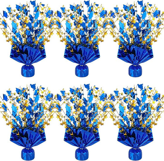 6 Packs Graduation Decorations Centerpieces for Tables Metallic Foil Star Graduate Cap Burst Tabletop Display in Blue and Gold for 2026 Grad Ceremonies Celebrations Party Decor Supplies 12"