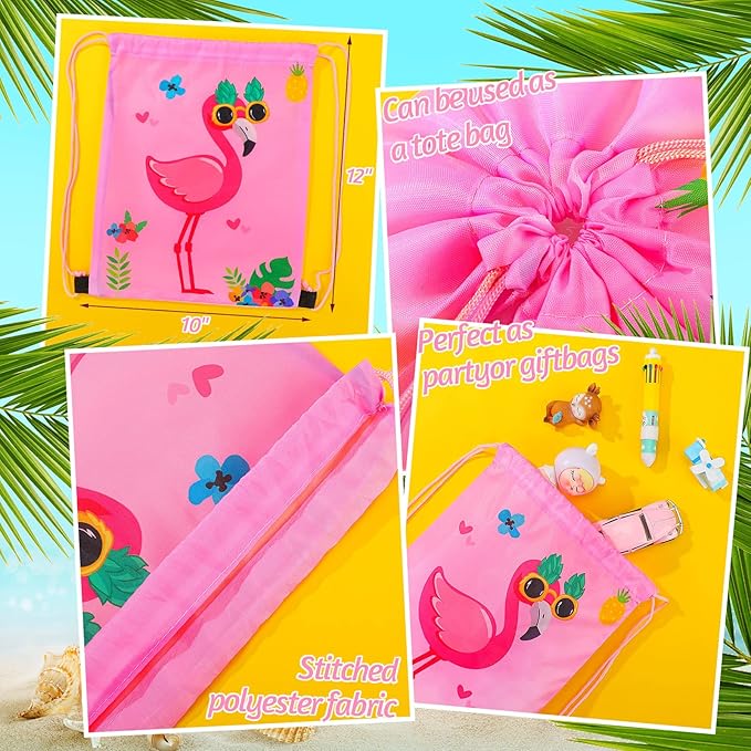 GliCraft 16 Pcs Animal Drawstring Gift Bags for Kids Cartoon Animal String Backpack Party Favor Bags for Halloween Birthday Holiday Baby Shower Supplies