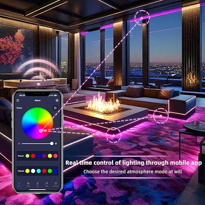 16.4ft Neon Rope Lights,Flexible Led Rope Lights Control with App/LED Strip Lights - Waterproof, Bendable, Indoor/Outdoor Use for Parties, Home Decor (5M/16.4FT)