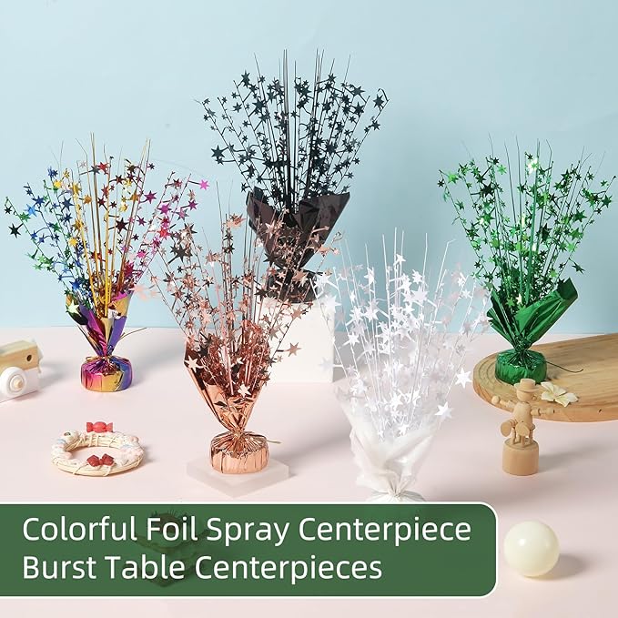 20 Pack Rose Gold Star Table Decorations Metallic Foil Spray Centerpiece Burst Table Centerpieces for Birthday Party Decoration Graduation Wedding Baby Shower Party Supply (Rose Gold)