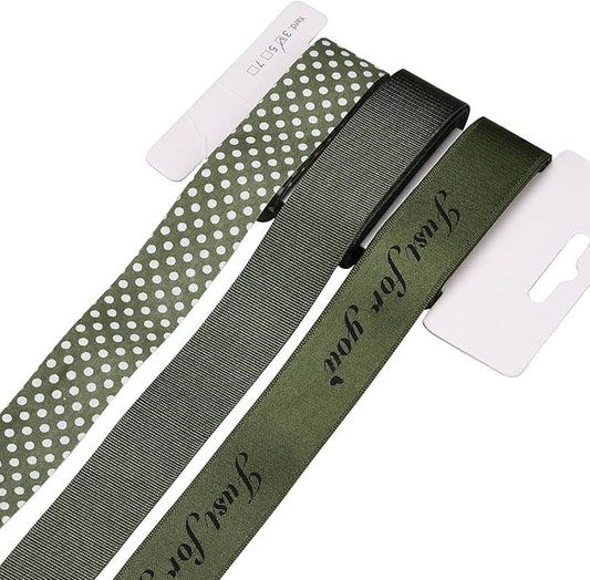 BEEFLYING 3 Styles Olive Green Wire Edged Ribbons for Gift Wrapping Decoration 25~28mm×2.7m Spot Ribbons Satin Ribbons for Wedding Party Decoration Hair Bows Flower Designs Sewing and Craft, 9 Yards
