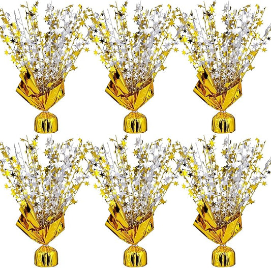 6 Pack Metallic Foil Spray Centerpiece Star Table Decoration Burst Table Centerpieces for Birthday Weddings Anniversaries Christmas New Year Holiday Party Supplies Decor (Gold Silver)