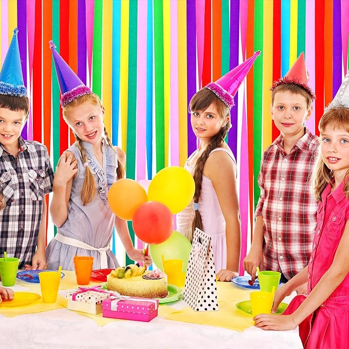 Pasimy 36 Rolls Crepe Paper Streamers Rainbow Party Streamers 1.8 Inch x 82 Ft/roll for Birthday Decorations DIY Crepe Paper Decorations Supplies Baby Shower Wedding Ceremony(Rainbow Colors)