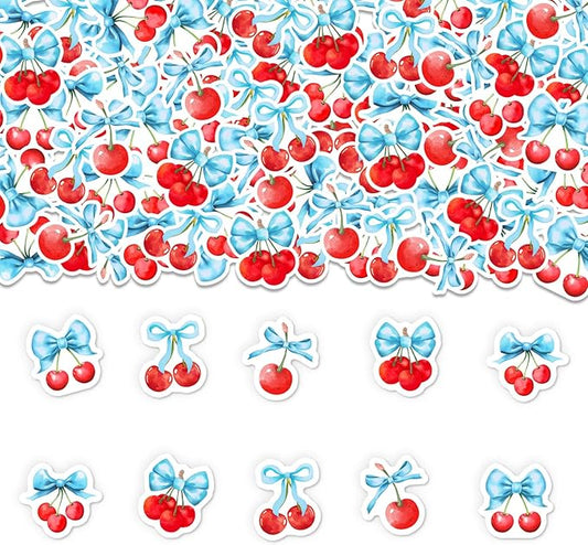 200 Pcs He's The Cherry On Top Confetti, Cherry Bow Table Scatter Confetti Decorations, Red Summer Fruit Table Paper Decor for Baby Shower Birthday Wedding DIY Crafting Supplies