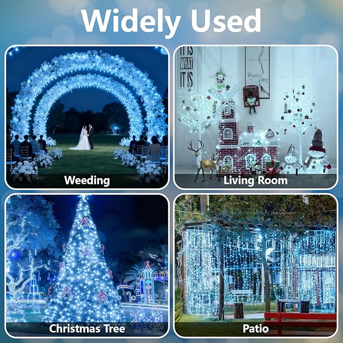 Outdoor Fairy Lights Waterproof, Plug in String Lights F8 Upgraded with 8 Modes Timer, 98Ft 200 Twinkle LED Outdoor & Indoor Decor for Garden/Patio/Yard/Wedding/Holiday Party