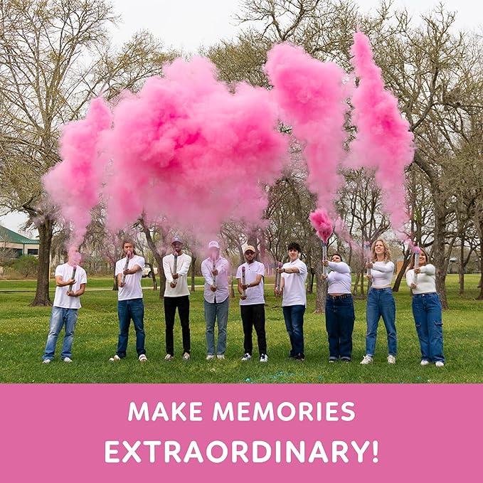 24” X-large Gender Reveal Powder Smoke Bombs Cannon Poppers | 2 Pink Poppers | Biodegradable | Gender Reveal Smoke Bombs Extinguisher Alternative | Gender Reveal Party Decorations | TUR Party Supplies