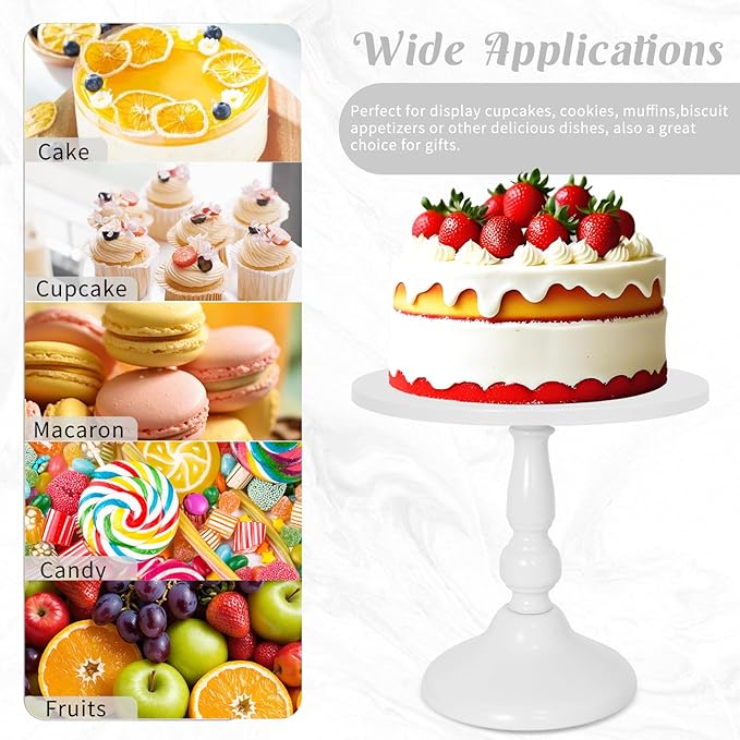 Fivenl 8 Pcs Cake Stand White Metal Dessert Table Display Set, 3-Tier Cupcake Stand, Cake Display Tower and Cookie Tray Rack Serving Tray for Birthday Party, Weddings, Baby Shower (White)