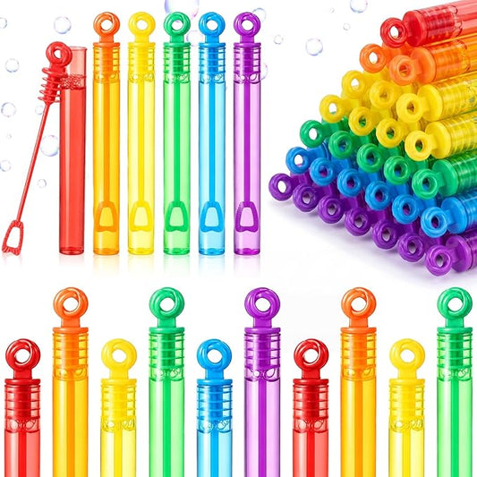 Lunmon 120 Pcs Rainbow Mini Bubble Wands Bulk Neon Bubble Party Favors Toys Gift for Kids Toddler, Summer Beach Pool Birthday Party Supplies, Goodie Bag Stuffer Fillers, Outdoor Event Classroom Prizes