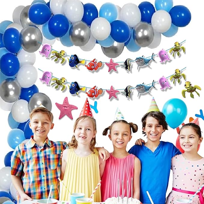 Findng Nmo Garland Decoration - Ocean Theme Party Decor | Underwater Celebration Garland | Fun Clownfish Hanging Decoration for Birthday Events