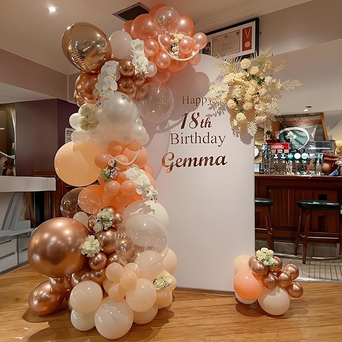 HILAVO Rose Gold Balloons Garland Arch Kit 18 10 5 In Rose Gold Heart Foil Balloon Pearl White Chanmpagne Rosegold Confetti Balloons for Girls Women Mothers Day Bridal Baby Shower Birthday Party Decor