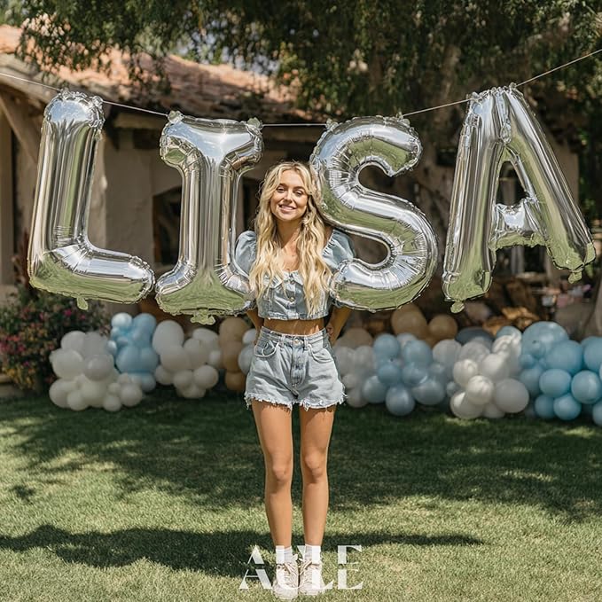 AULE 40 Inch Big Letter Balloon Silver L Large Foil Helium Alphabet Balloons A-Z for Birthday Anniversary Graduation New Year Party Decoration Supplies