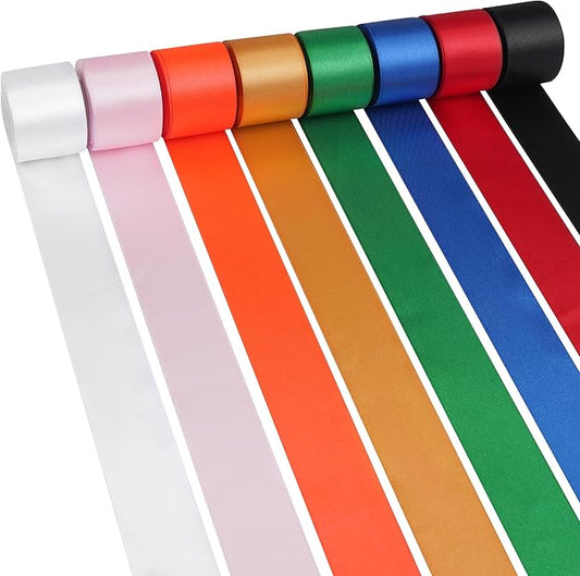 LIUYAXI 80 Yards Rainbow Satin Ribbon 1-1/2 Inch x 8 Rolls,Double Faced Stain Ribbon for Gift Wrapping Craft Party Decoration Baby Shower Wedding