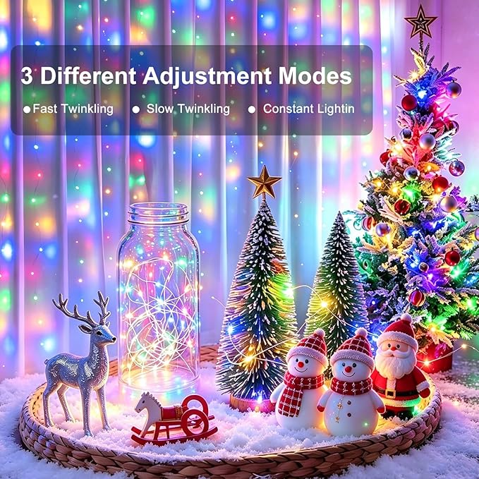 24 Pack Fairy Lights Battery Operated, 7ft 20 LED 3 Modes Speed Twinkle Mini String Lights Waterproof Silver Wire Firefly Starry Lights for Mason Jars Wedding Party Christmas Easter Decorations