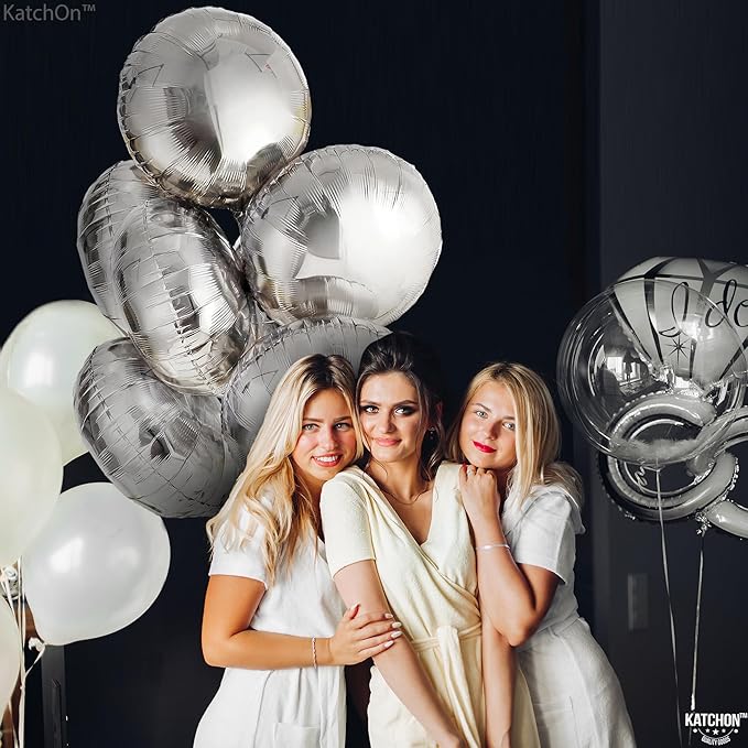 KatchOn, Big Graduation Metallic Silver Balloons - 18 Inch, Pack of 6 | Silver Foil Balloons For Graduation Decorations 2026, Graduation Party Decorations | Grad Party Decoration | Graduation Decor