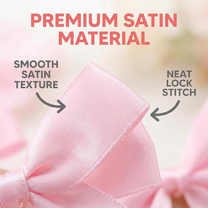 Pink Gift Wrap Bows – 100pcs 3.3 Inch Elegant Satin Bows for Gift Wrapping, Wedding Decor, Baby Shower, Party Decorations, Birthday, Christmas, Anniversary, DIY Crafts, Gift Bags