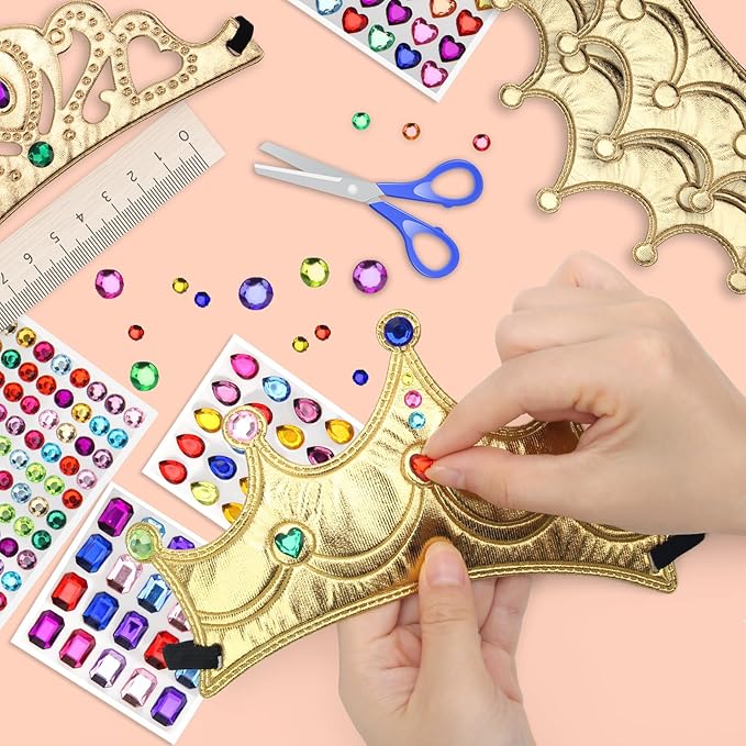 AHIER 23 Pieces Foam Crowns Set, Princess Tiaras Crowns DIY Party Crowns Make Your Crowns With Diamond Sticker