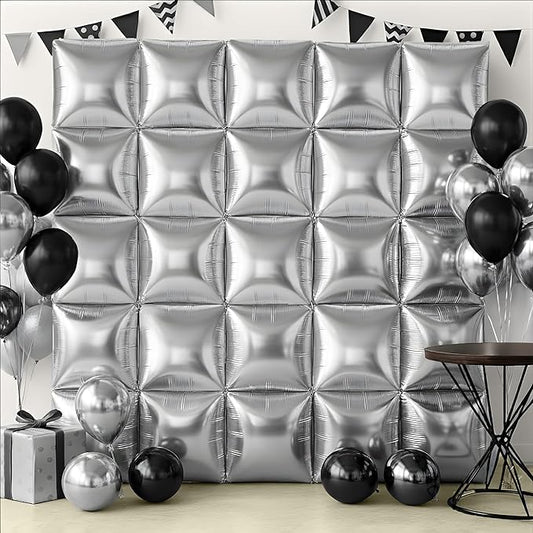 KatchOn, Metallic Silver Square Foil Balloons - 19 Inch, Pack of 25 | Balloon Backdrop for Graduation Party Decorations | Foil Balloon Wall Backdrop For Graduation Decorations | Prom Decorations 2026