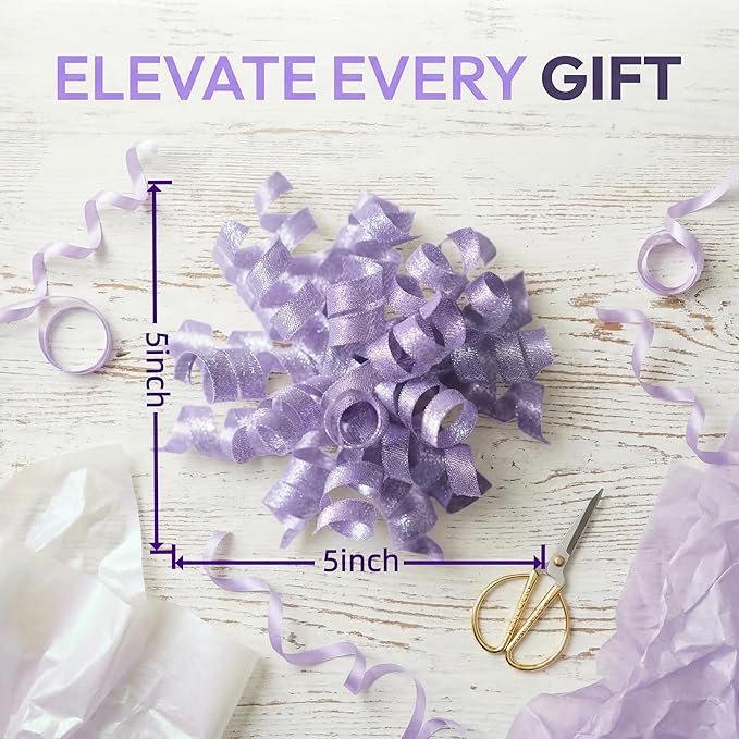 8 Count Purple Ribbon Bows for Gift Wrapping, Bottle & Baskets | Premade Craft Bows for Easter, Valentine's Day & Wreaths | Lazos para Regalos, Moños para Regalos