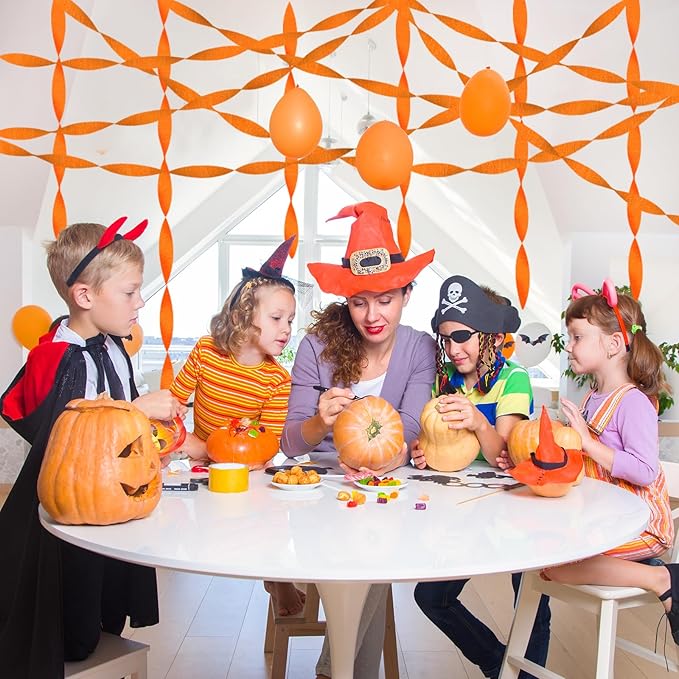 8 Rolls Orange Crepe Paper Streamers Fall Party Streamers Photo Booth Backdrop for Thanksgiving Halloween Birthday Party Decorations（Total 656ft,1.8Inch x 82Ft/Roll）