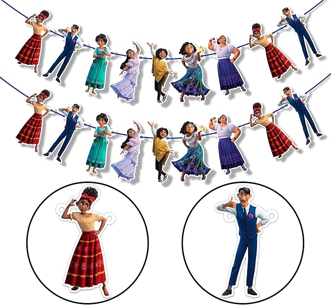 Encato Garland Decoration – Magical Family Theme Birthday Party Supplies – Colorful Cartoon Garland for Celebrations – Perfect for Girls & Boys Birthdays, School Events, and Family Gatherings