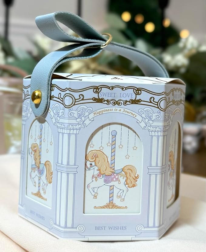 FavorsXtra - 10 Pcs Party Favor Boxes, Treat Containers, Candy Boxes, Favors boxes for a Wedding, Birthday, Baby, or Bridal shower, Full Moon Design Box. (Blue)